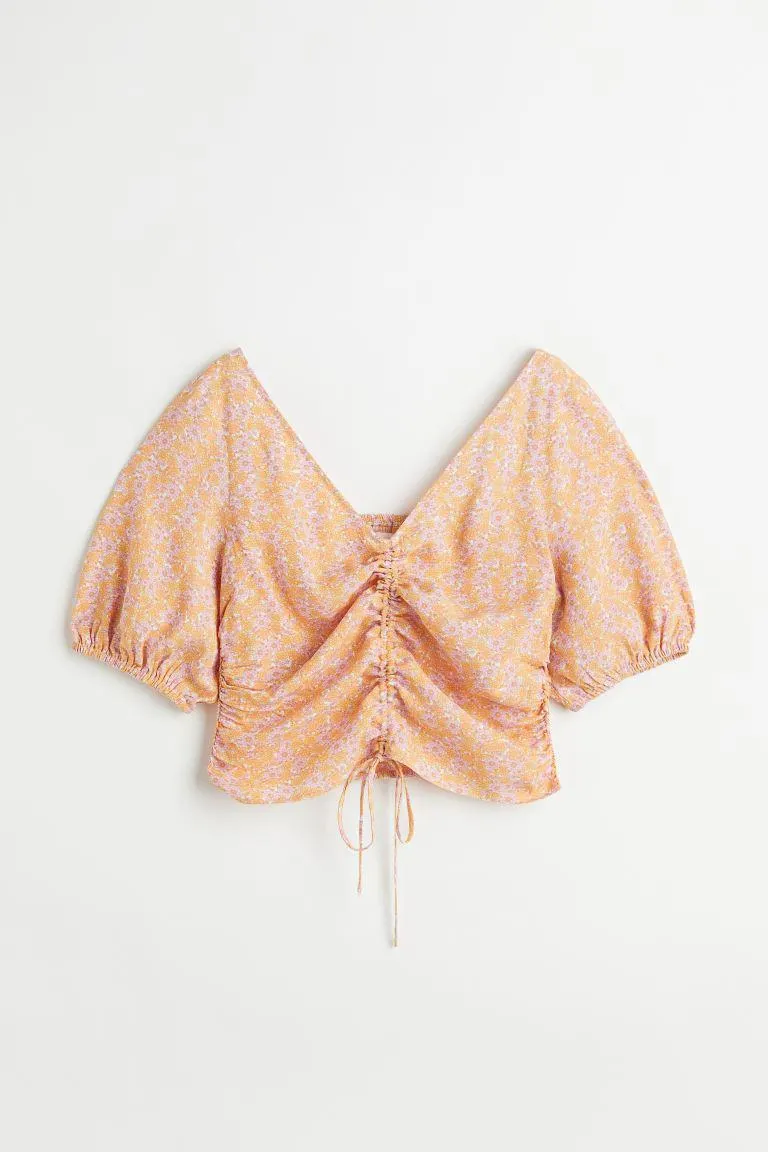 V-neck Drawstring Blouse