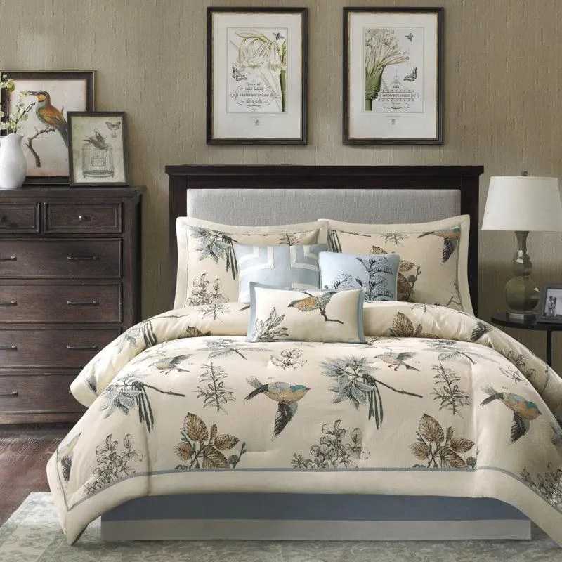 Reversible 7 Piece Printed Cotton Twill Comforter Set