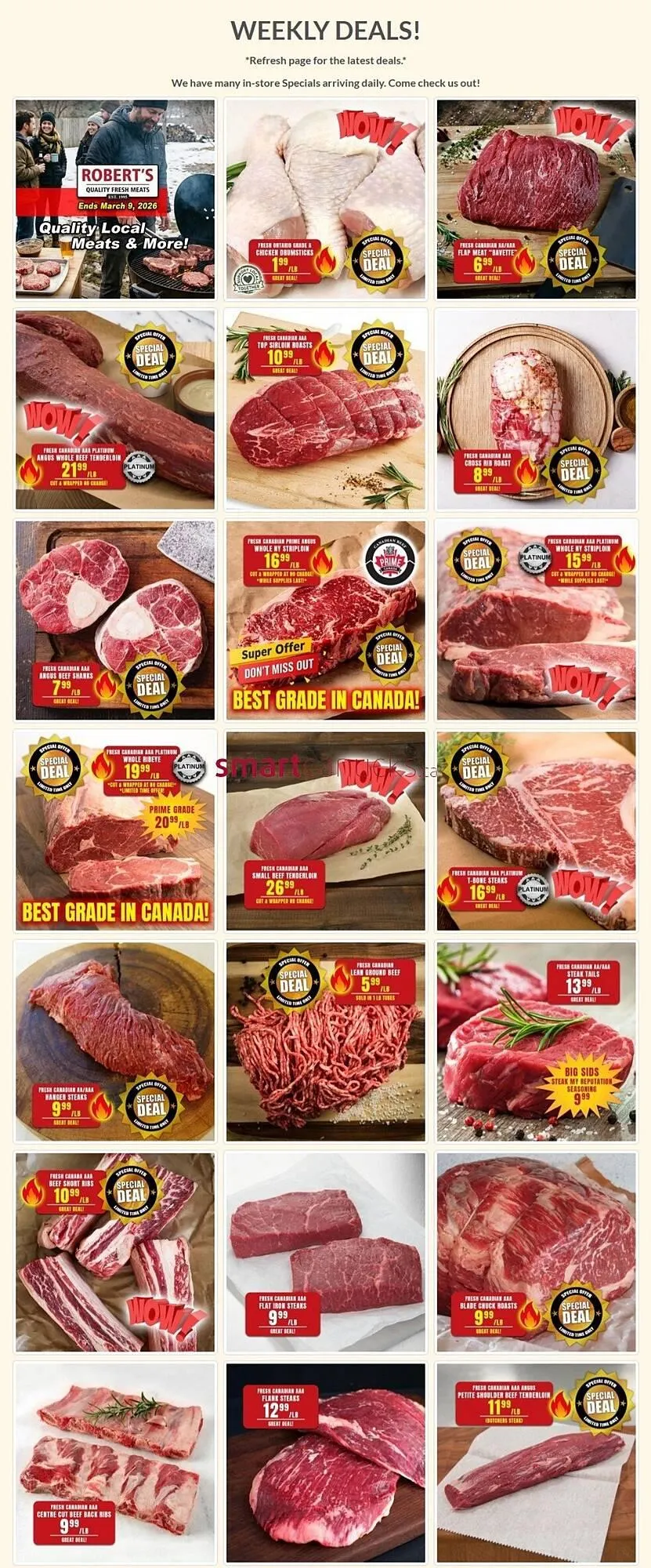 Roberts Fresh and Boxed Meats flyer from March 2 to March 9 2026 - flyer page 1