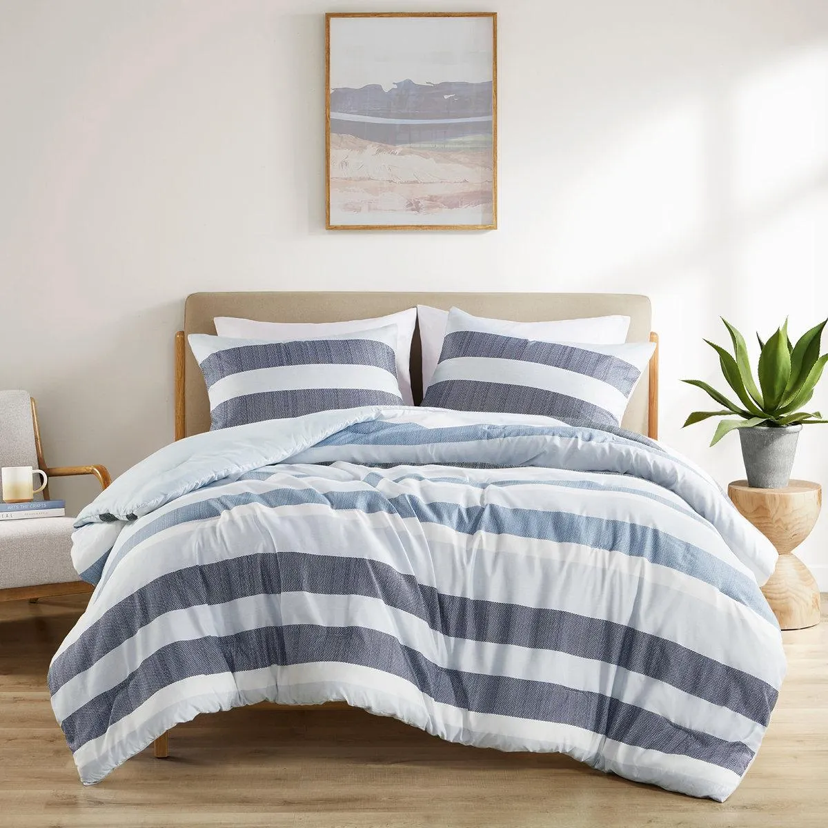 Blake Stripe Textured Print Microfiber Comforter Set