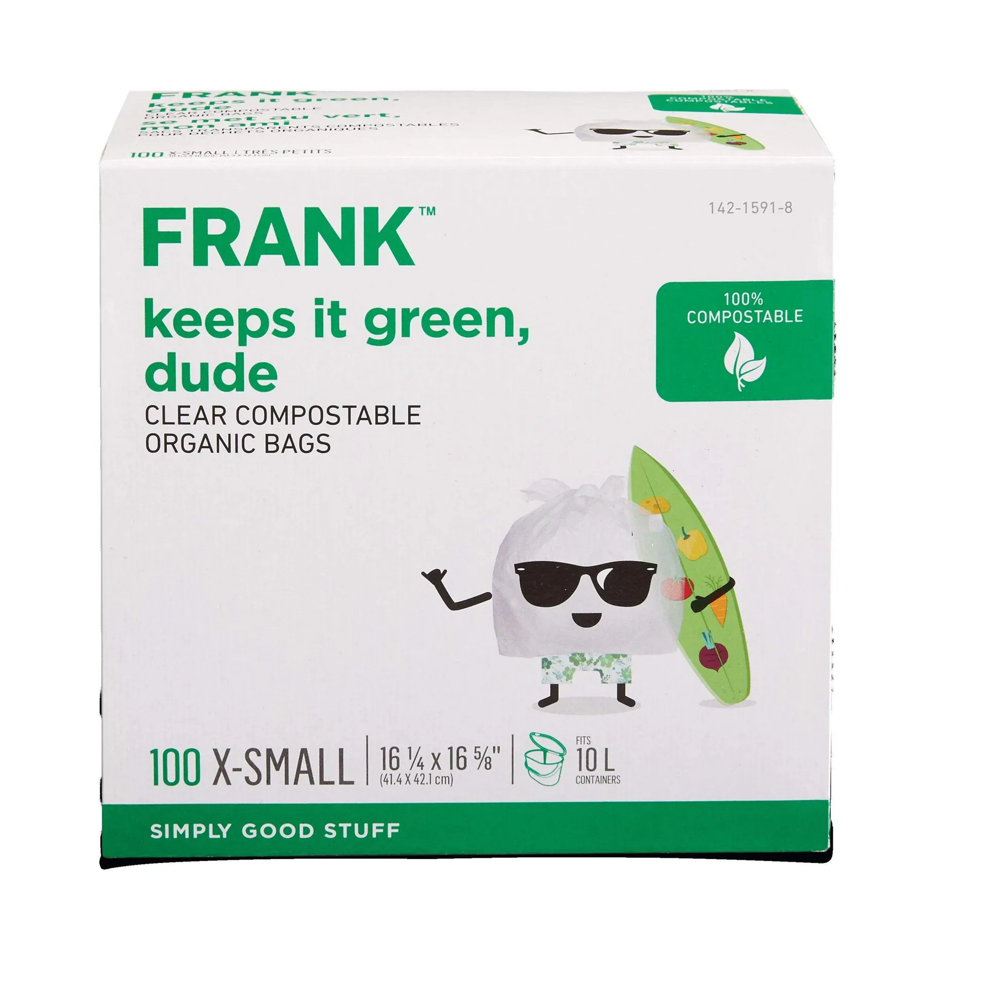 FRANK Extra-Small Organic Compostable Food Waste Bags, 100-pk, Clear, 10-L
