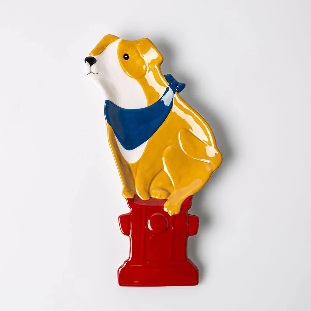 Boston Warehouse Shaped 'Dog W/Hydrant' Ceramic Spoon Rest