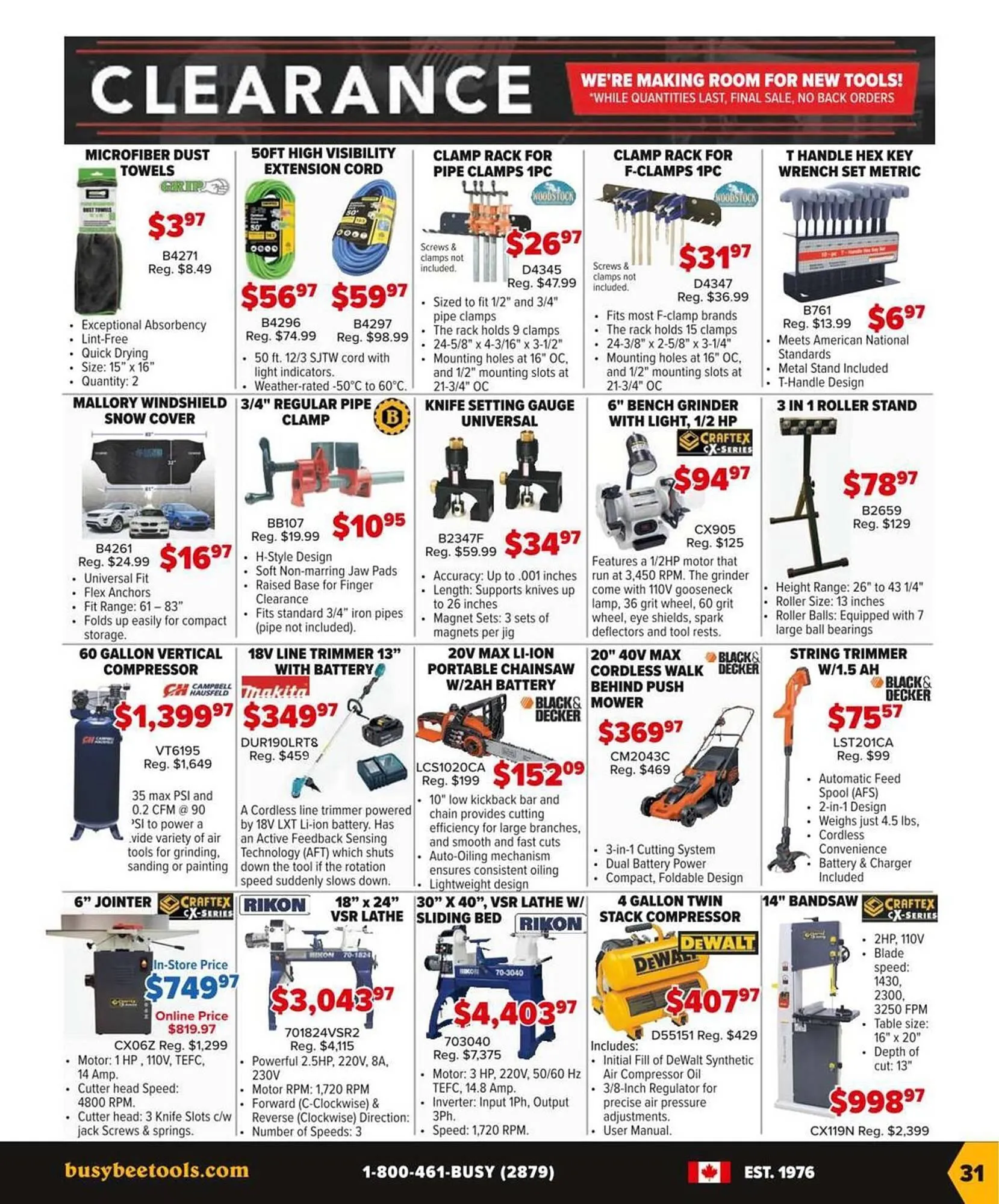 Busy Bee Tools flyer from January 19 to March 28 2026 - flyer page 31