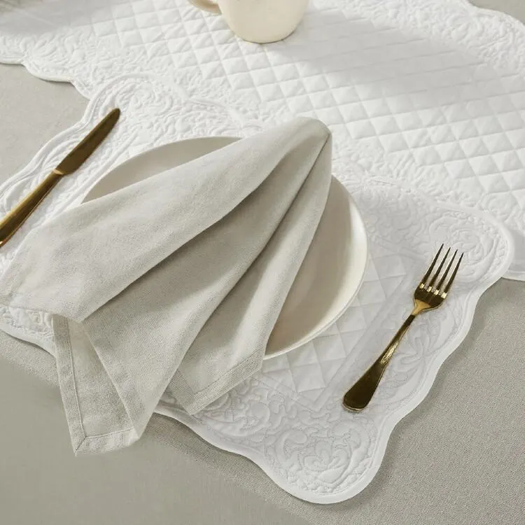 KOO Dahlia White Tablecloth Linen