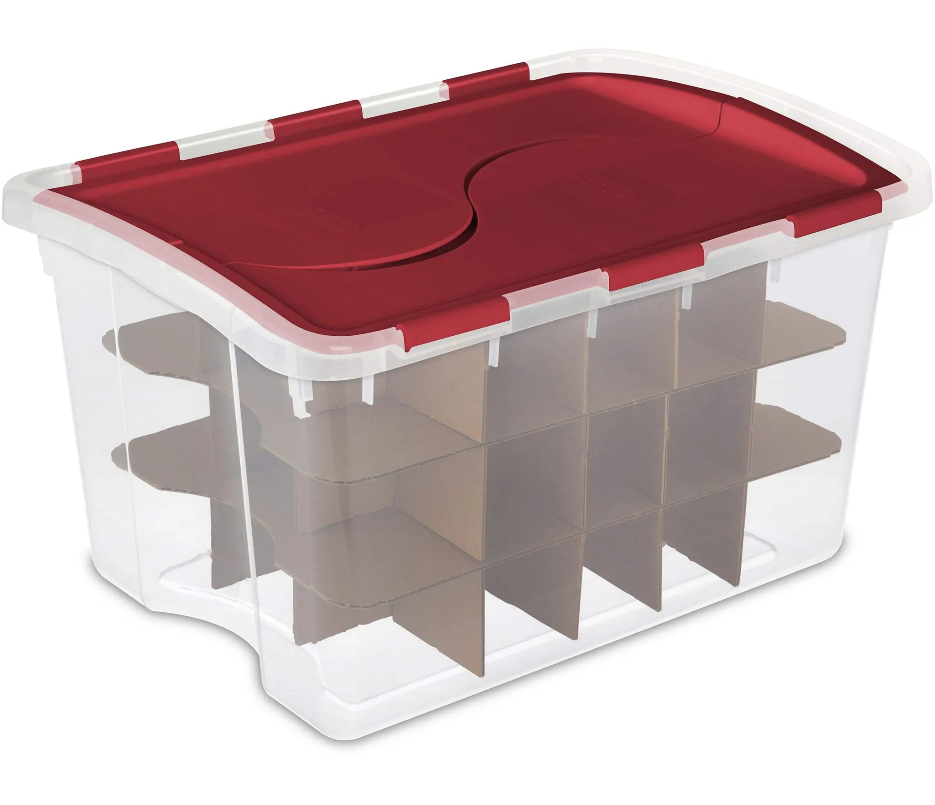 Sterilite Transparent Ornament Storage Box with Flip-top Lid, 45-L