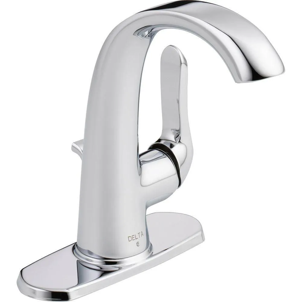 Soline Single Hole Single Handle Lever Mid Arc Bathroom Sink Faucet Deck Mount Standard Flow Chrome