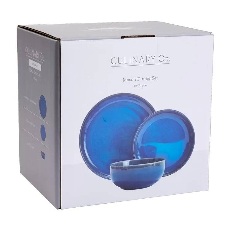 Culinary Co Mason 12 Piece Dinner Set Blue