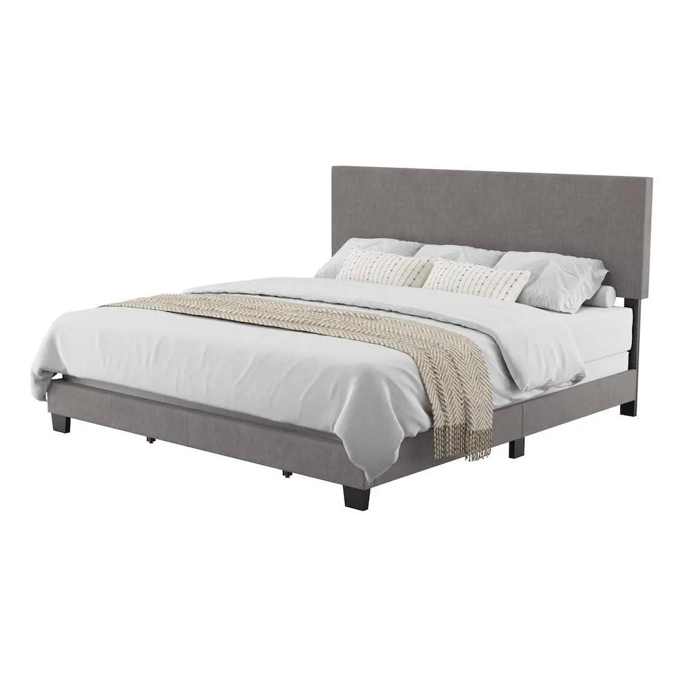 Celeste King Modern Dark Grey Upholstered Bed Frame