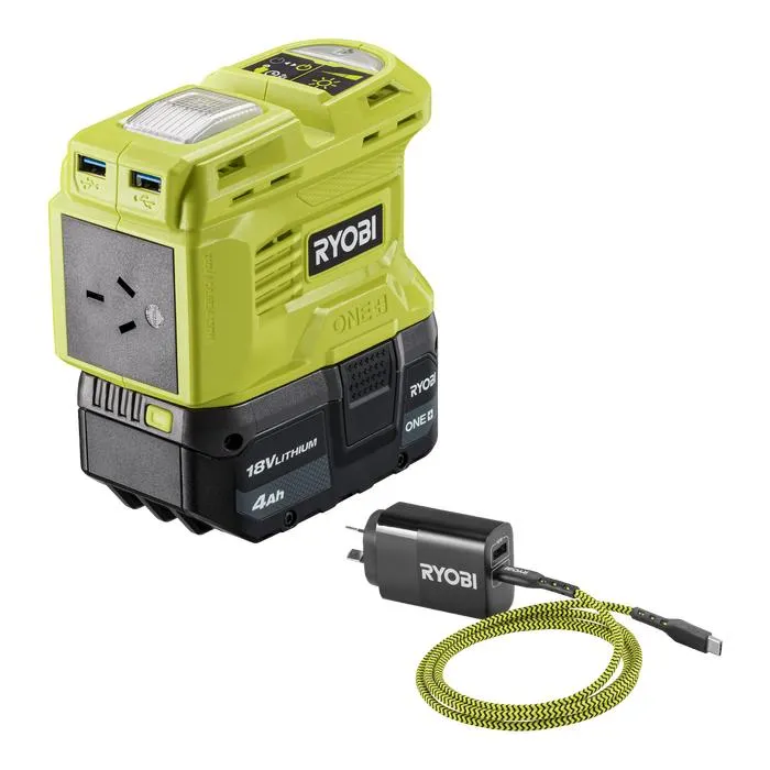 Ryobi 18V ONE+ 150W Battery Topper Inverter 4Ah Kit