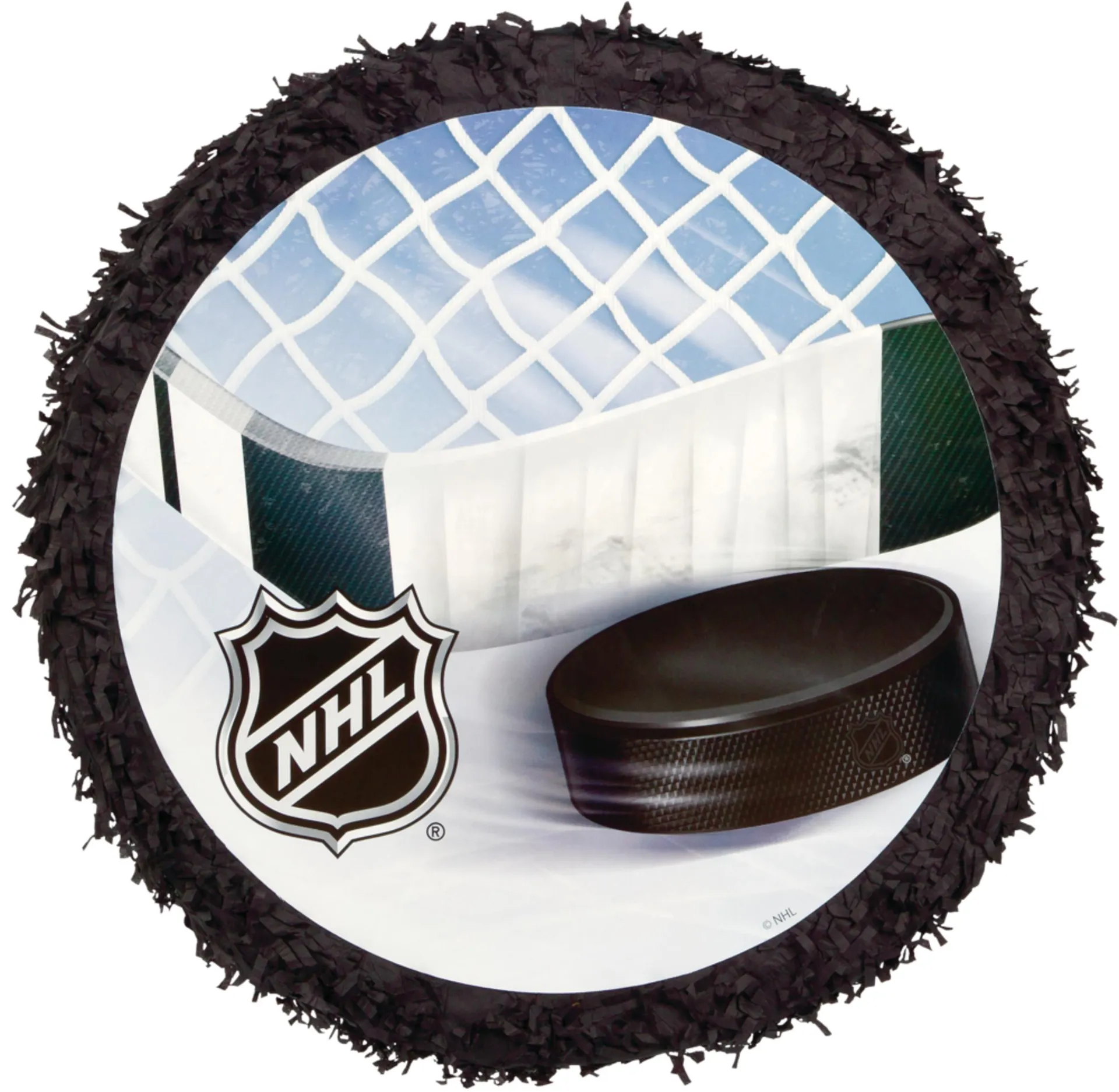 National Hockey League NHL Pinata Hanging Decoration, Black/White, 18-in, Holds 2lb of Pinata Filler, for Birthday/Sports Parties