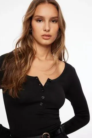 Long Sleeve Henley Bodysuit