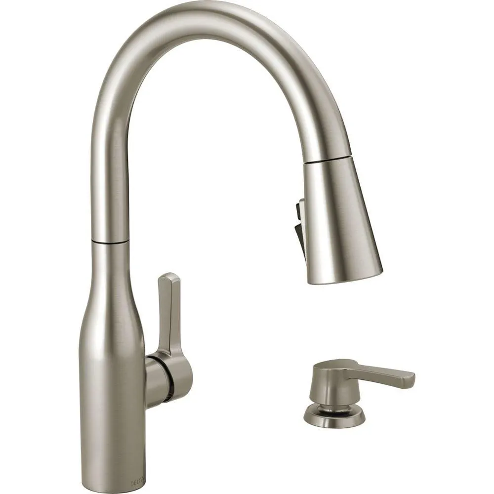 Marca Single-Handle Pull-Down Sprayer Kitchen Faucet with ShieldSpray Technology and Soap Dispenser in Spotshield Stainless