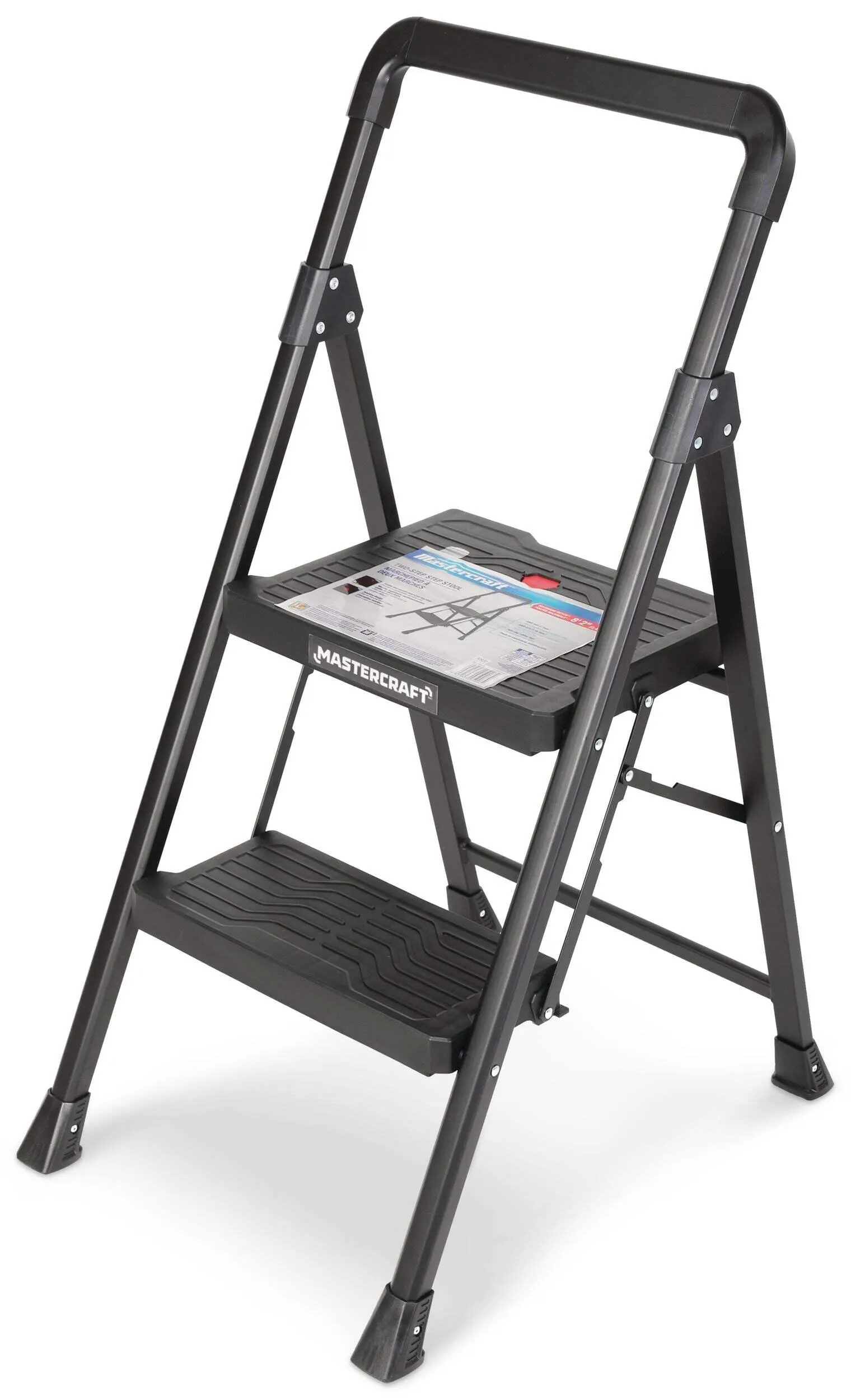 Mastercraft 2-Step Metal/Plastic Folding Step Stool, 250-lb, 3.1-ft