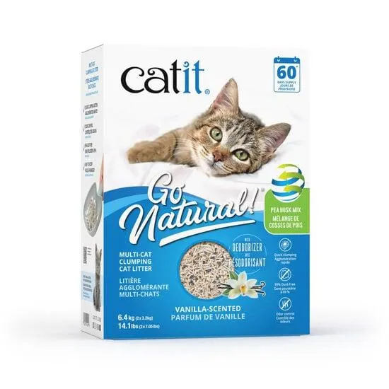 Go Natural! Pea Husk Mix Multi-Cat Clumping Litter, Vanilla, 6.4 kg