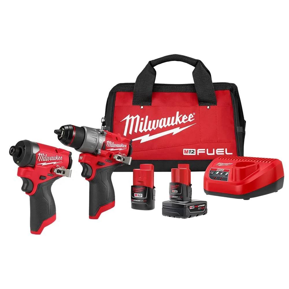 M12 FUEL 12V Li-Ion Brushless Next Generation Hammer Drill Impact Driver Combo Kit w/(2) Batteries