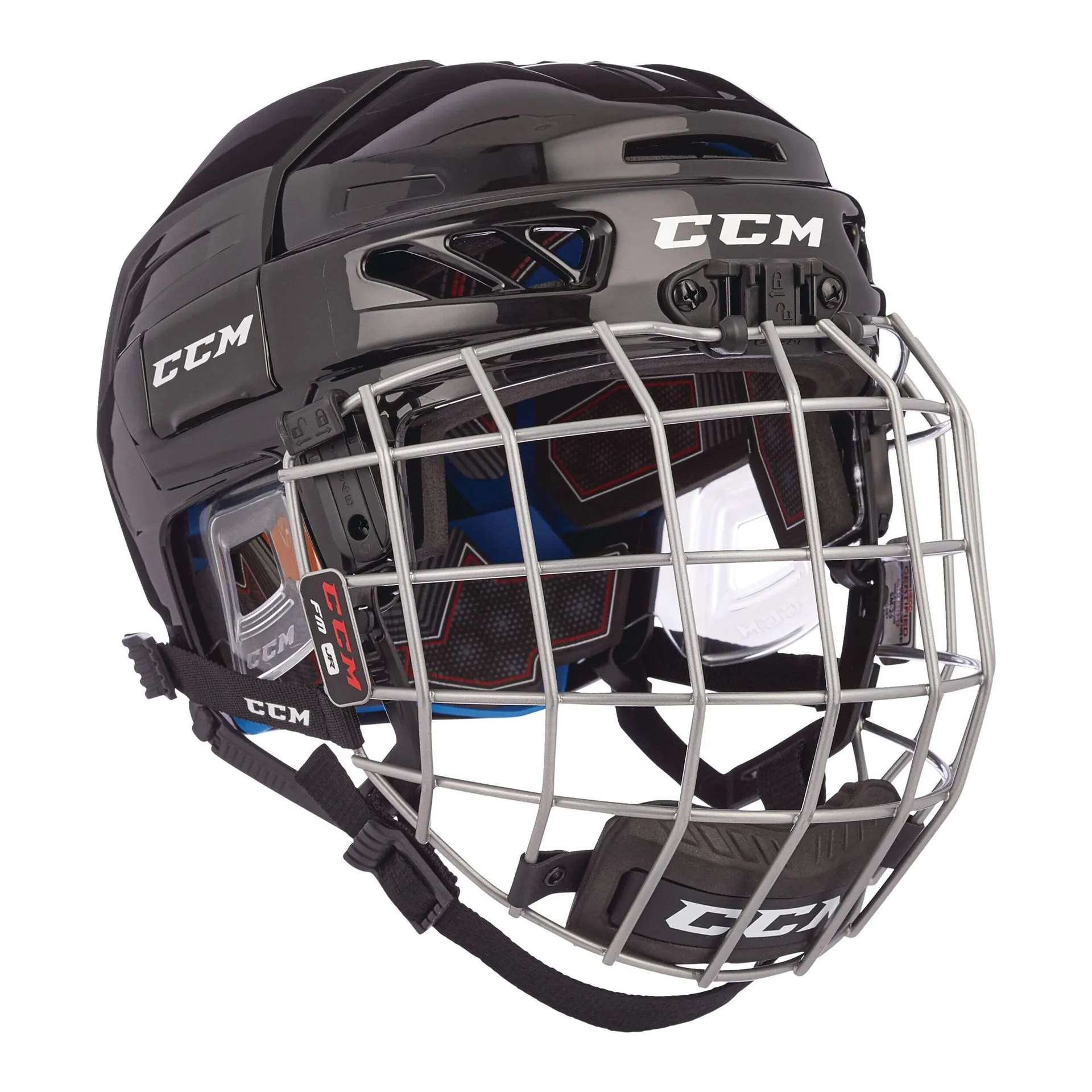 CCM FitLite 3DS Hockey Helmet & Cage Combo, Junior, Black
