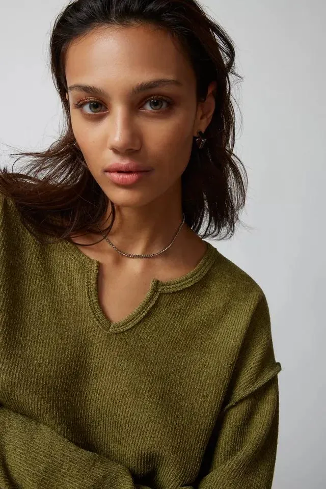 UO Parker Notch Neck Long Sleeve Top