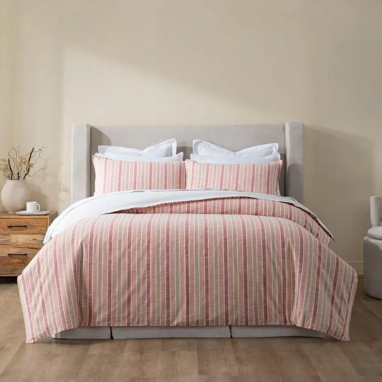 KOO Cancun Cotton Stripe Quilt Cover Set Clay