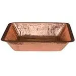 Dual Mount Rectangle Copper 19 inch 0-Hole Bathroom Sink in Polished Copper