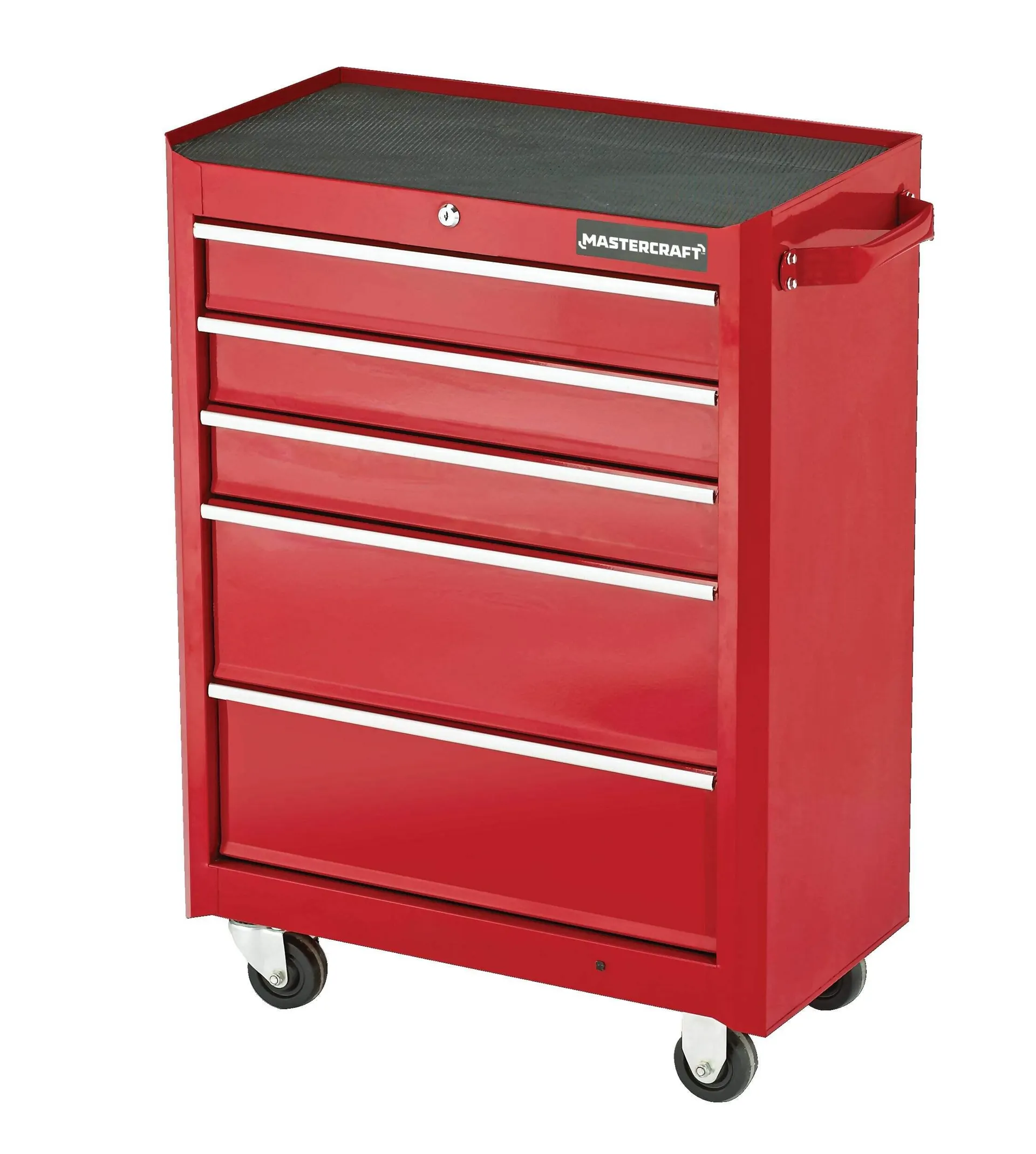 Mastercraft Rolling Tools Storage Cabinet with 5 Drawers, Deep Red, 24-in