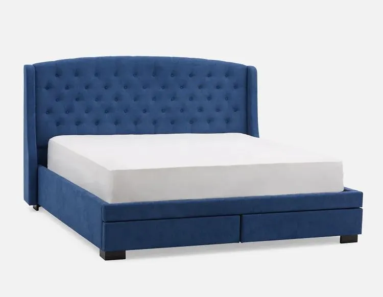 RAVEL tufted upholstered wingback king-size bed with storage