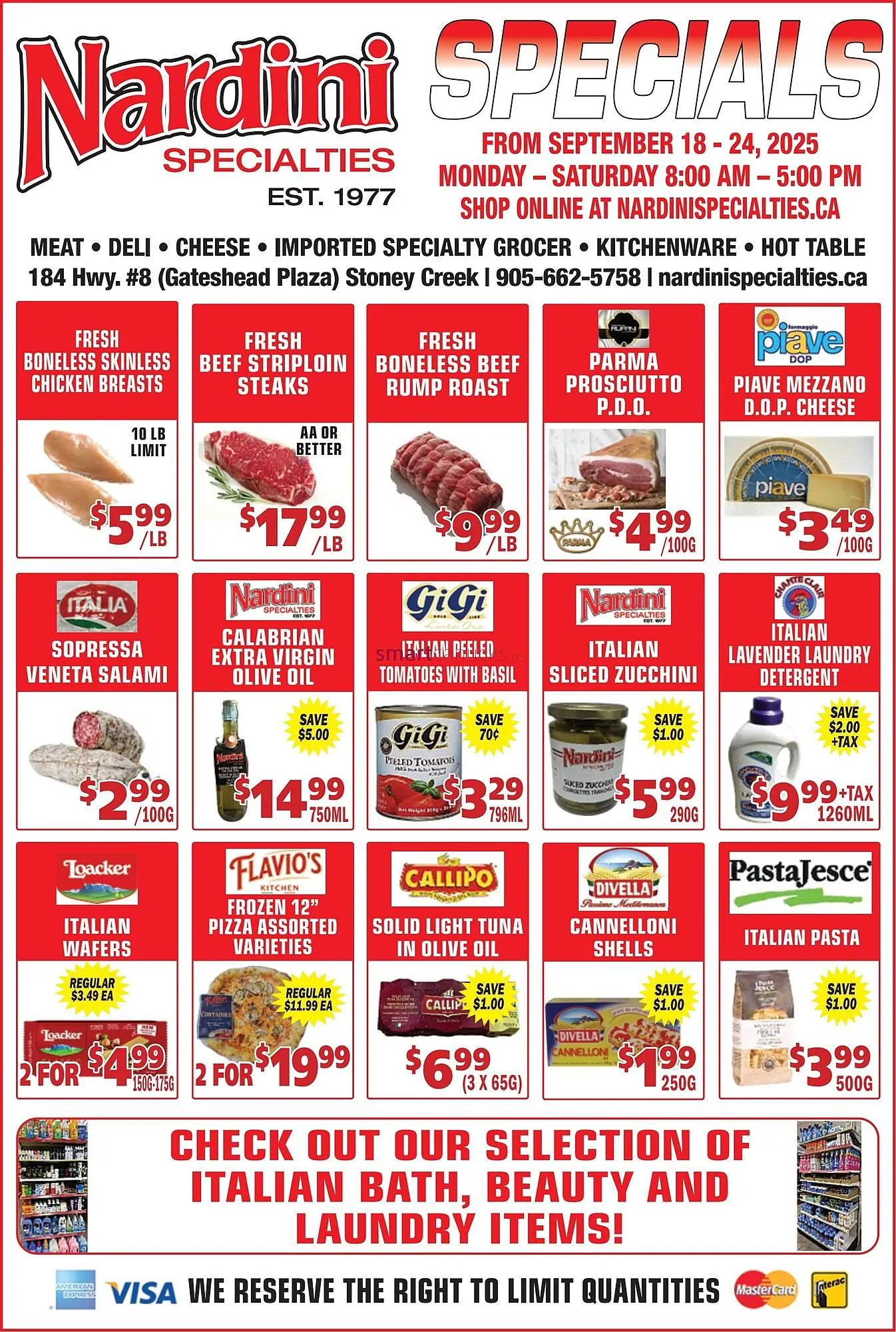 Nardini Specialties flyer from September 18 to September 24 2025 - flyer page 1