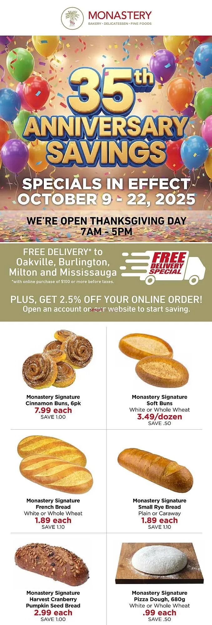 Monastery Bakery flyer from October 8 to October 14 2025 - flyer page 1