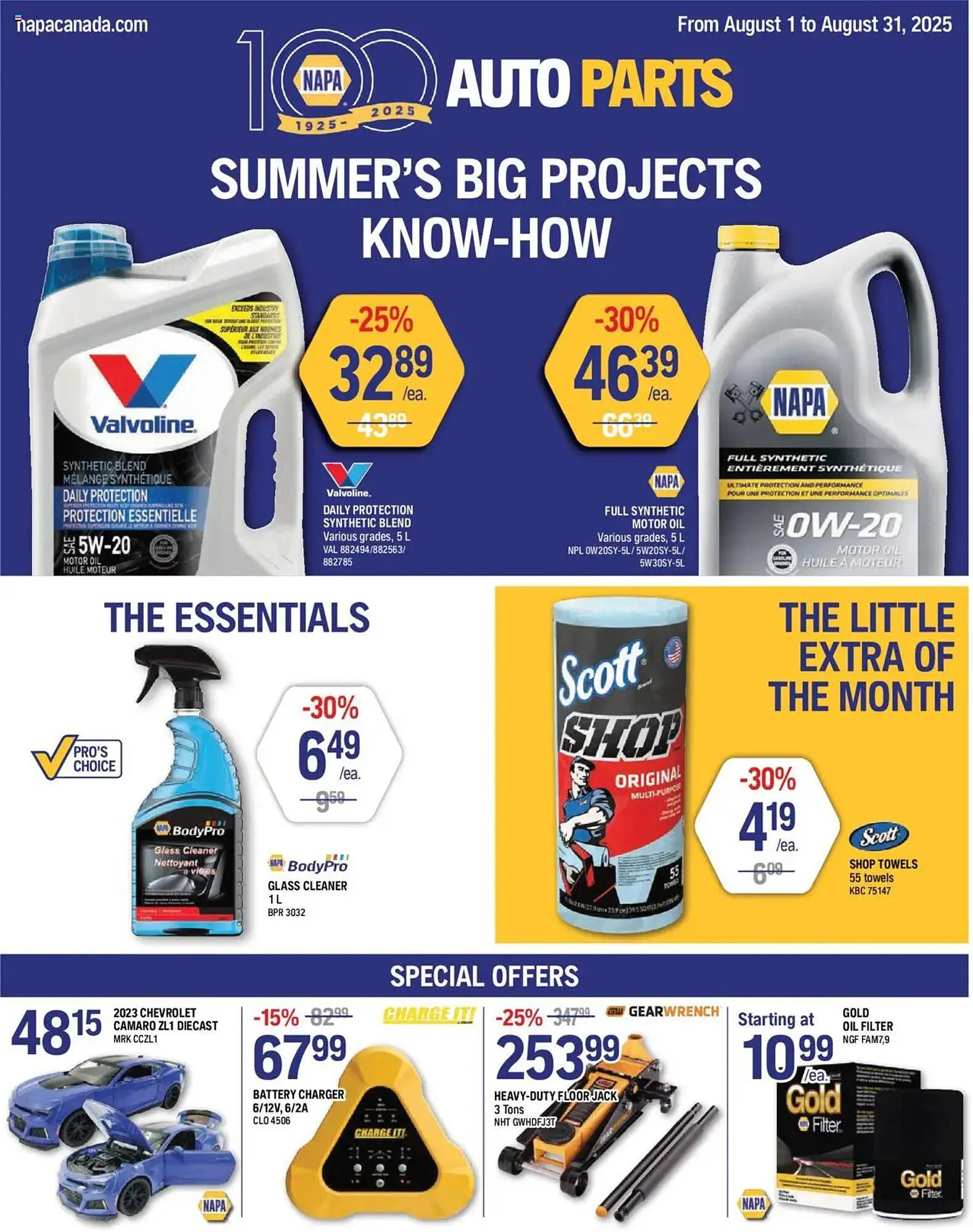 NAPA Auto Parts flyer from August 1 to August 31 2025 - flyer page 1