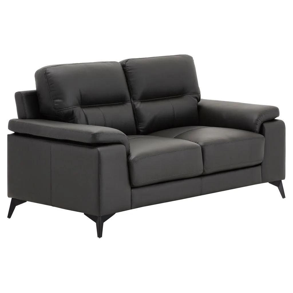 Causeuse stationnaire en combiné cuir véritable/synthétique