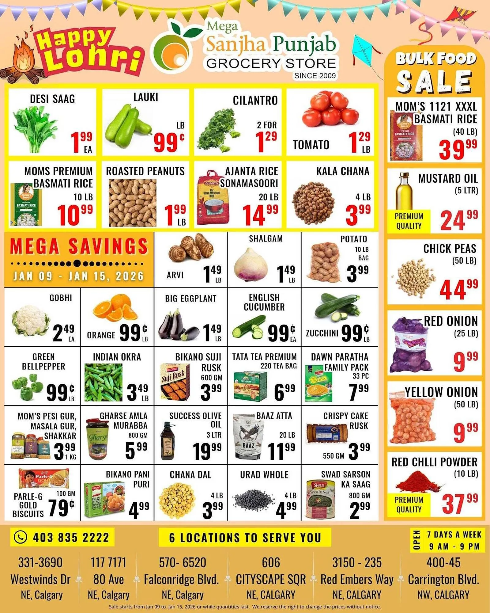 Mega Sanjha Punjab Grocery Store flyer from January 9 to January 16 2026 - flyer page 1