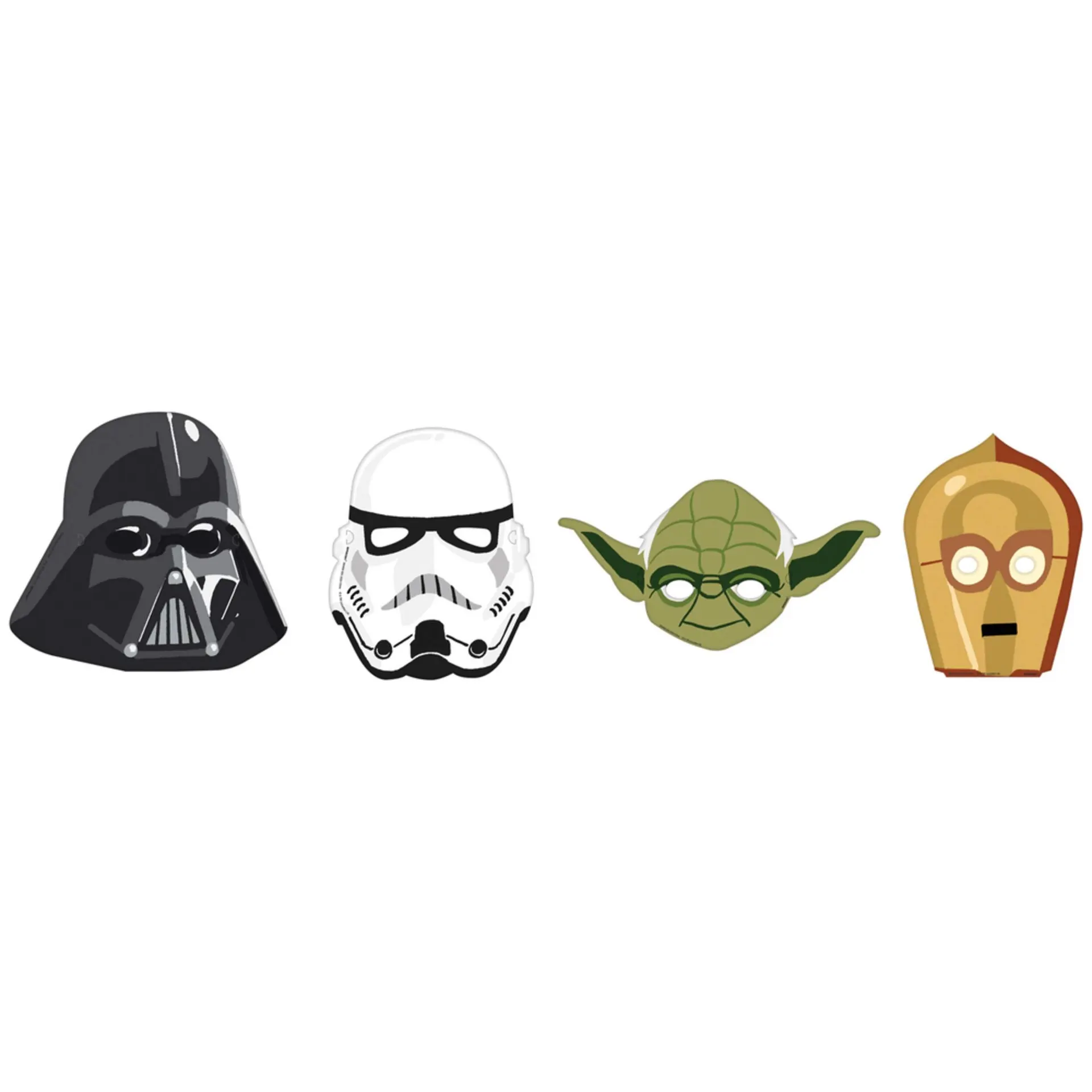 Disney Star Wars Galaxy of Adventures Darth Vader/Yoda/Stormtrooper/C-3PO Paper Masks, Multi-Coloured, One Size, 6-pk, Wearable Costume Accessories for Birthdays/Halloween