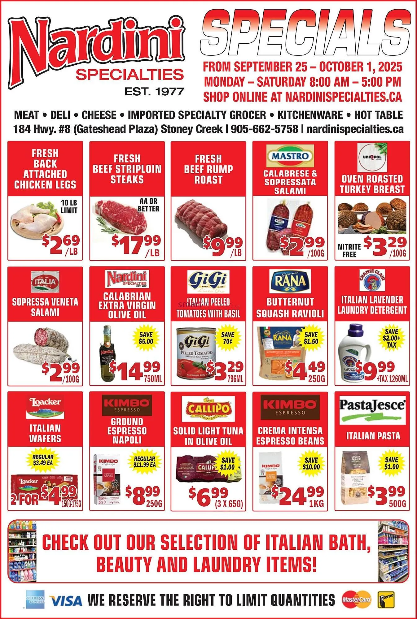 Nardini Specialties flyer from September 25 to October 1 2025 - flyer page 1