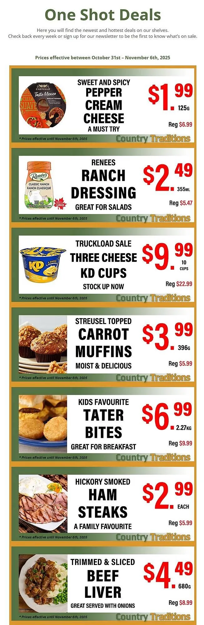 Country Traditions flyer from October 31 to November 6 2025 - flyer page 1