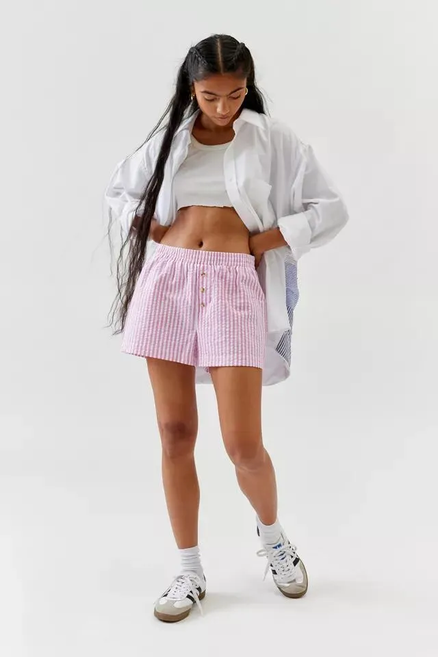 Urban Renewal Remnants Made In LA Seersucker Button Front Boxer Short