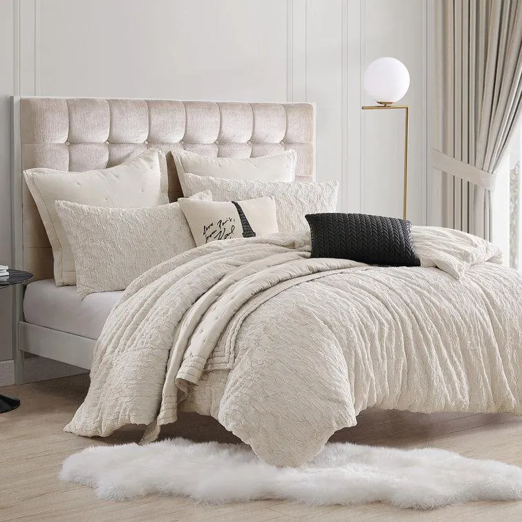 Heavenly Faux Fur Comforter Set Ivory