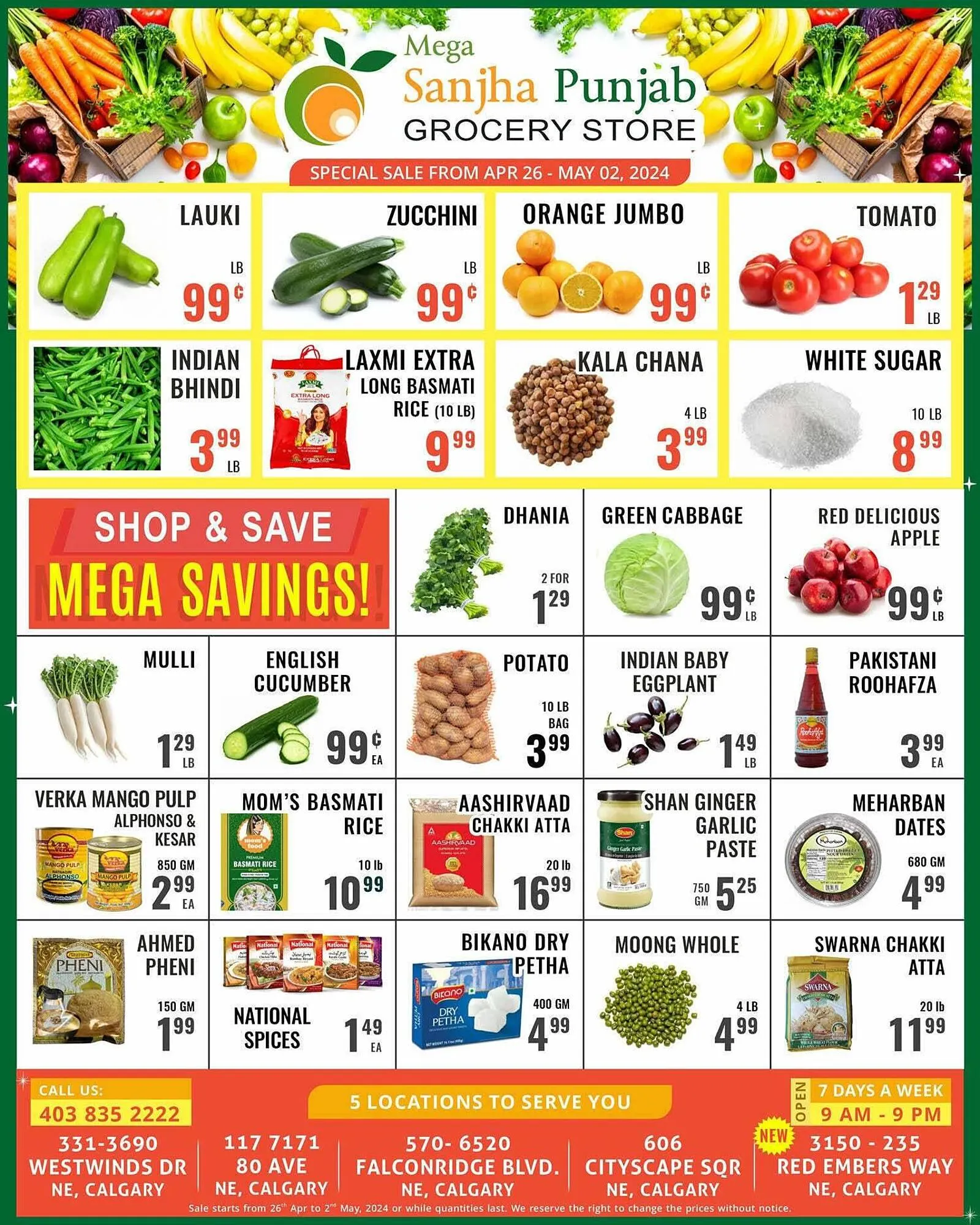 Mega Sanjha Punjab Grocery Store flyer from April 29 to May 27 2024 - flyer page 1