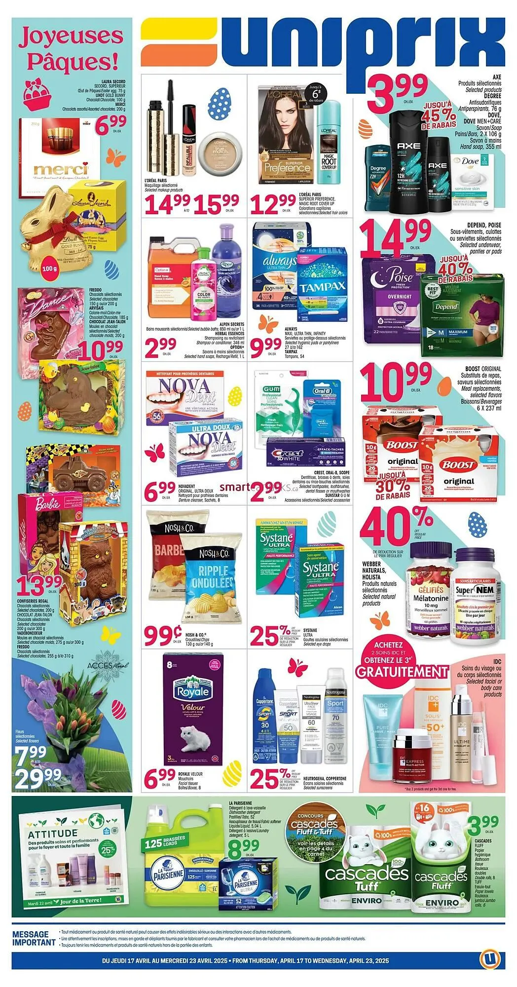 Uniprix flyer from April 17 to April 23 2025 - flyer page 1