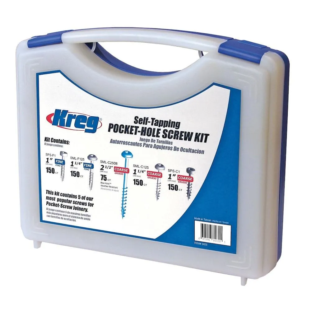 1-inch to 2-1/2-inch Square Drive Round Head Pocket-Hole Screw Kit (675-Pack)