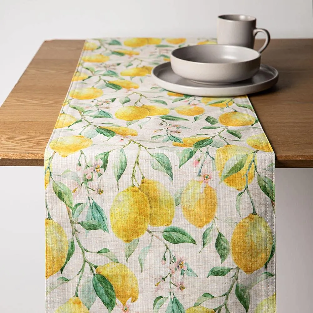 Harman Printed 'Fresh Lemon' Linen Table Runner (Multi Colour)