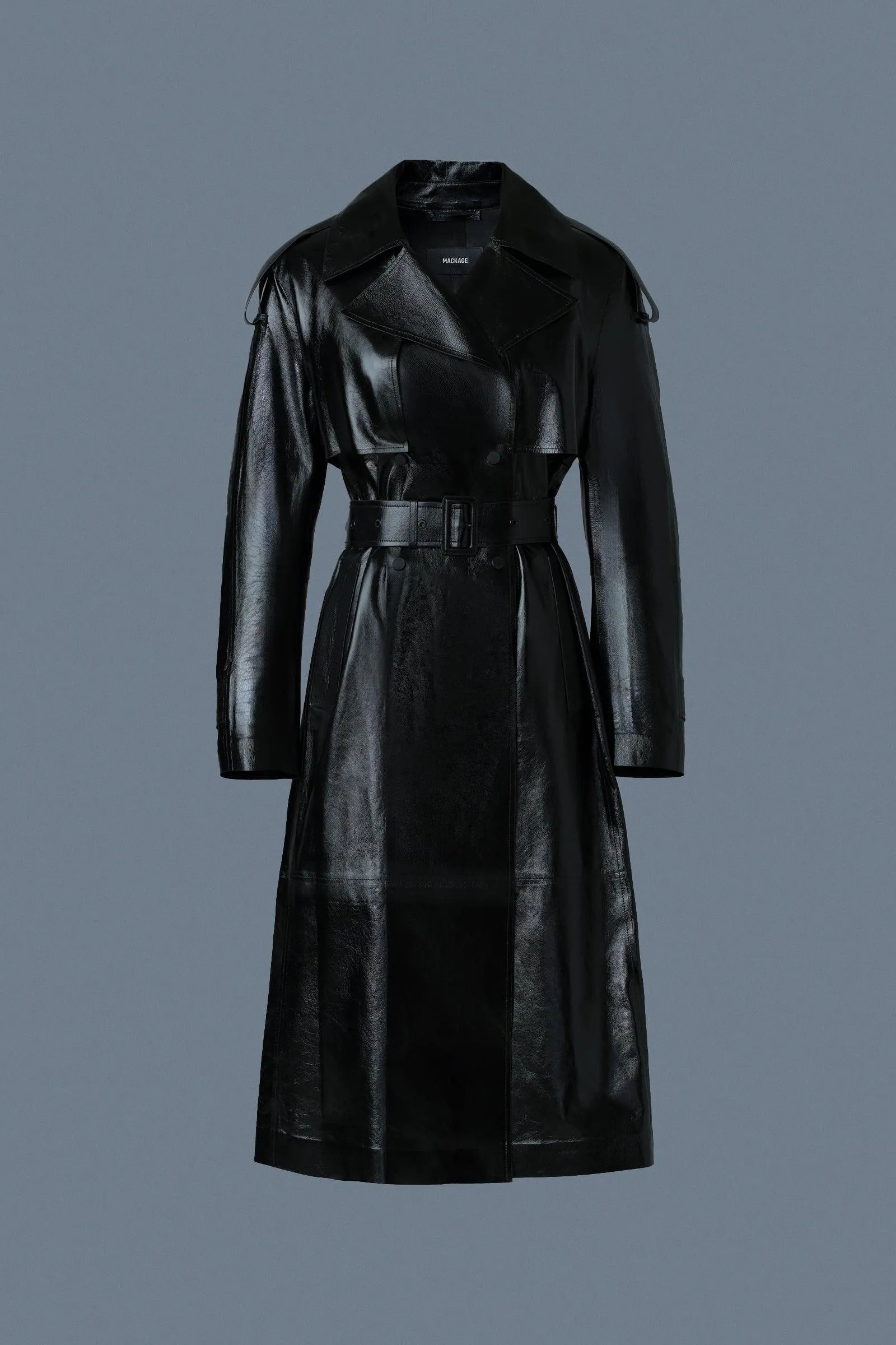 CARMELA Leather Trench with Belt