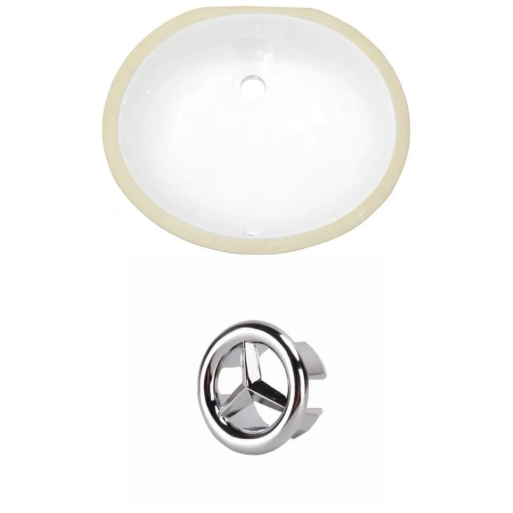 16.5- inch W CSA Oval Undermount Sink Set In White - Chrome Hardware