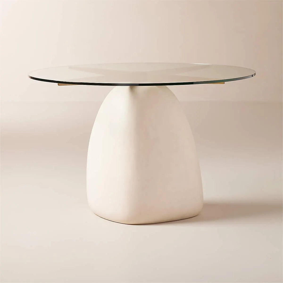 Stone Round White Concrete Dining Table with Glass Top 47"