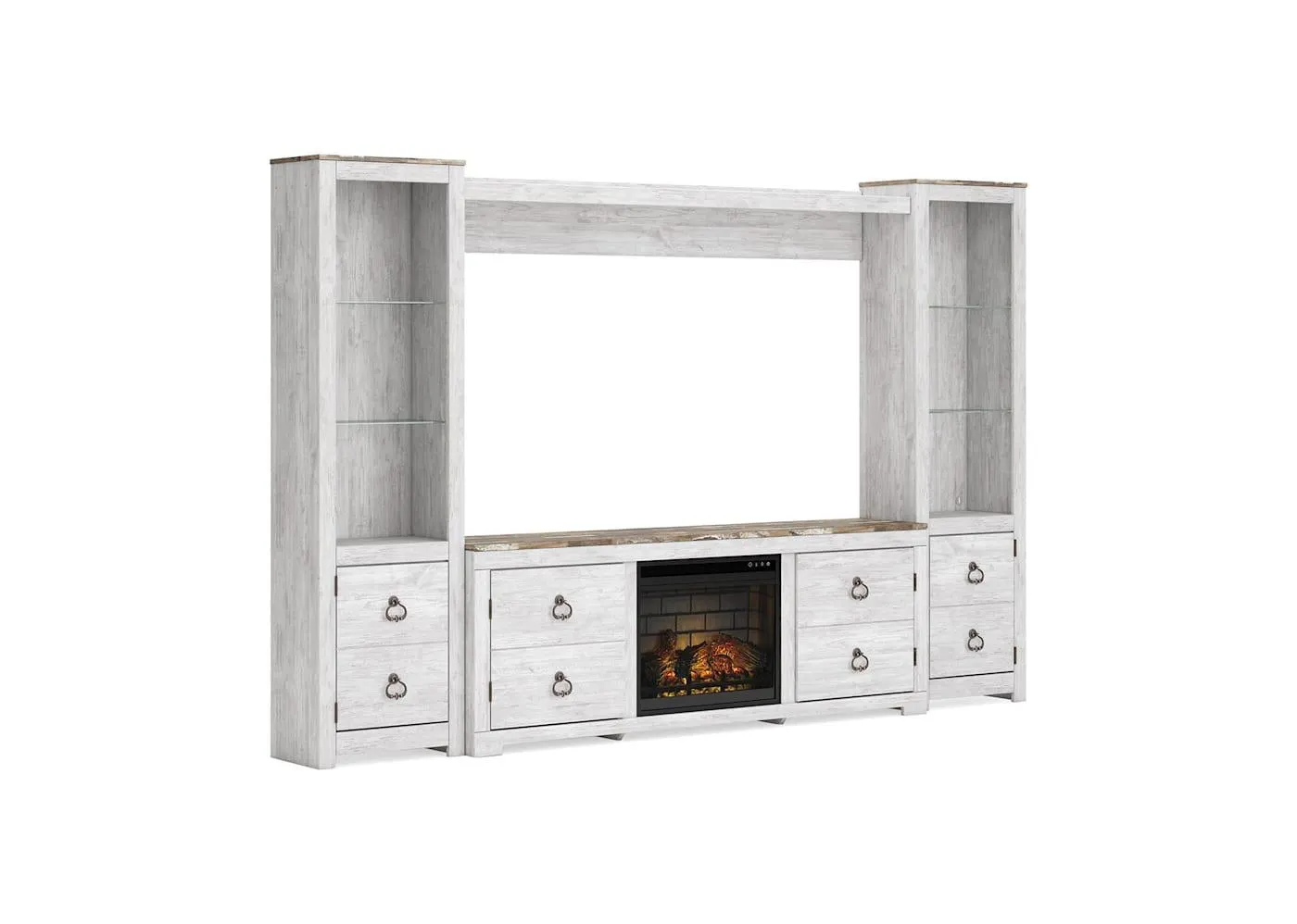 Willowton Entertainment Unit with Fireplace - Whitewash