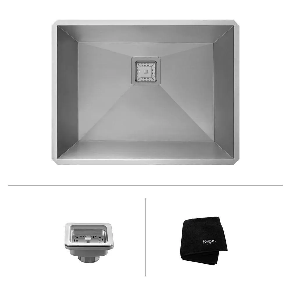 Pax Zero-Radius 24-inch 18 Gauge Handmade Undermount Single Bowl Stainless Steel Laundry/Utility Sink