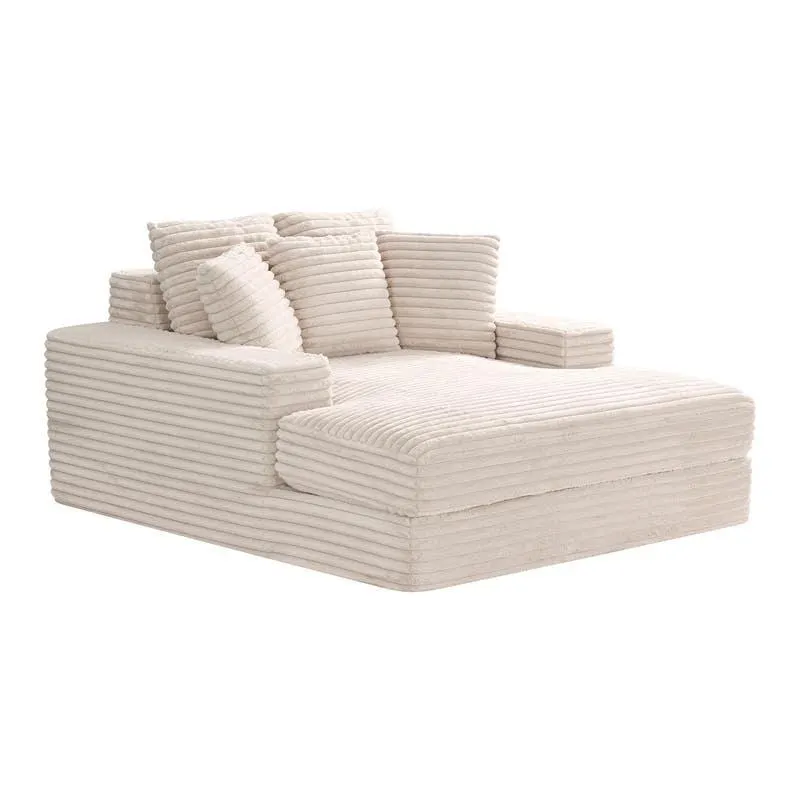 Chaise longue en velours côtelé Sealy - crème
