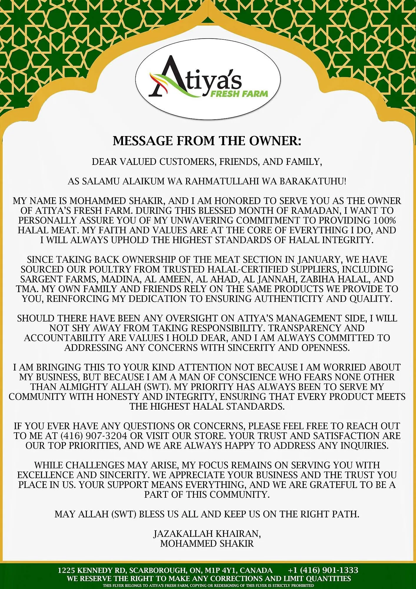 Atiyas Fresh Farm flyer - 1