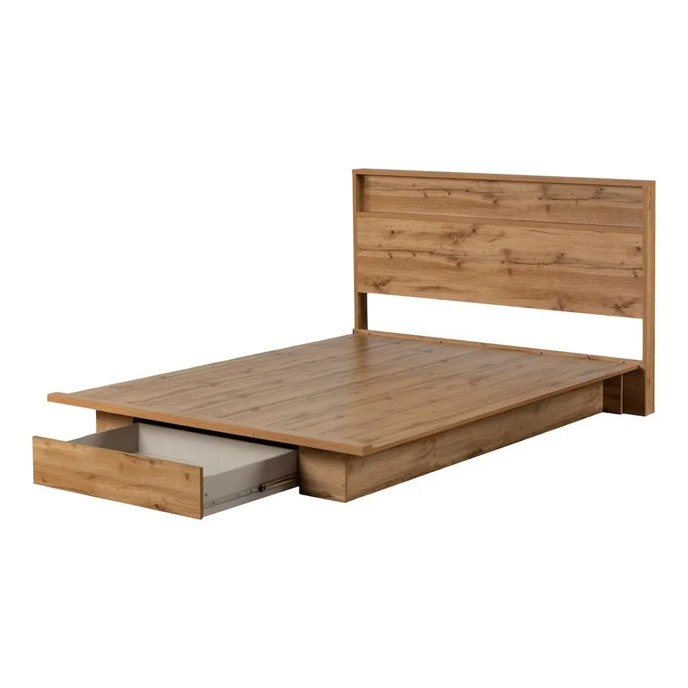 Cavalleri Queen Platform Bed and Headboard Set in Nordik Oak, 62.25 in. x 84 in. x 40.5 in.