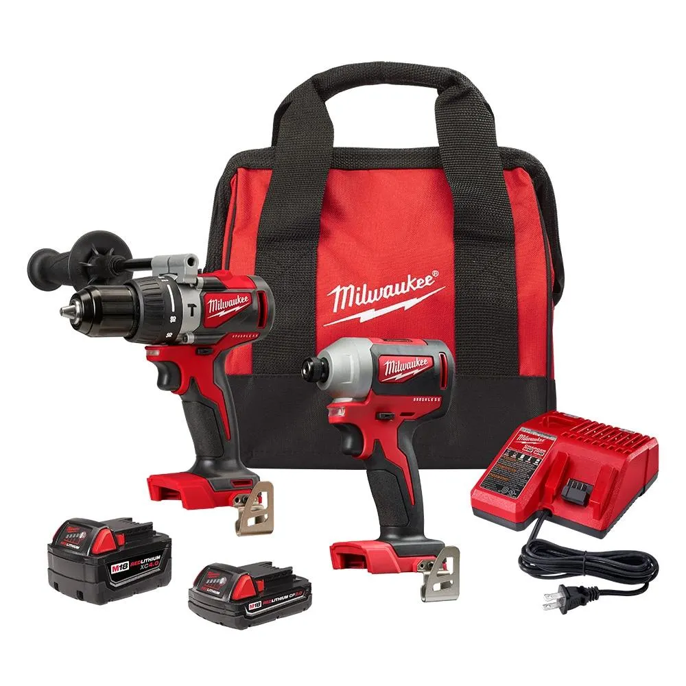 M18 18V Lithium-Ion Brushless Cordless Hammer Drill/ Impact Driver Combo Kit (2-Tool) w/2 Batteries