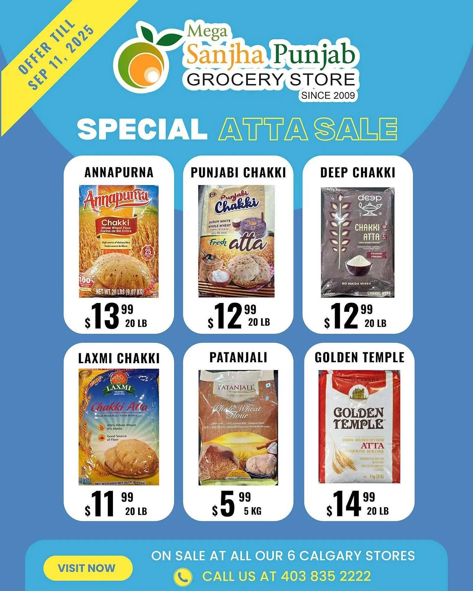 Mega Sanjha Punjab Grocery Store flyer from September 11 to September 18 2025 - flyer page 1