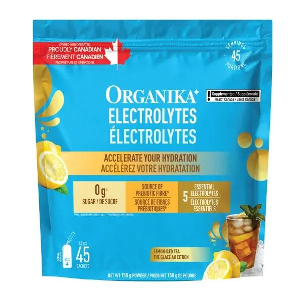 Organika Electrolytes Lemon Iced Tea Sachets, 3.5g x 45